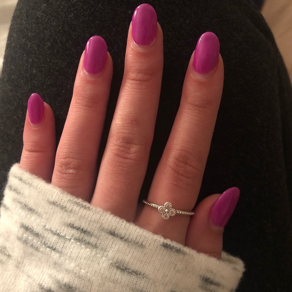Retired Rare Pandora pink flower stacking ring